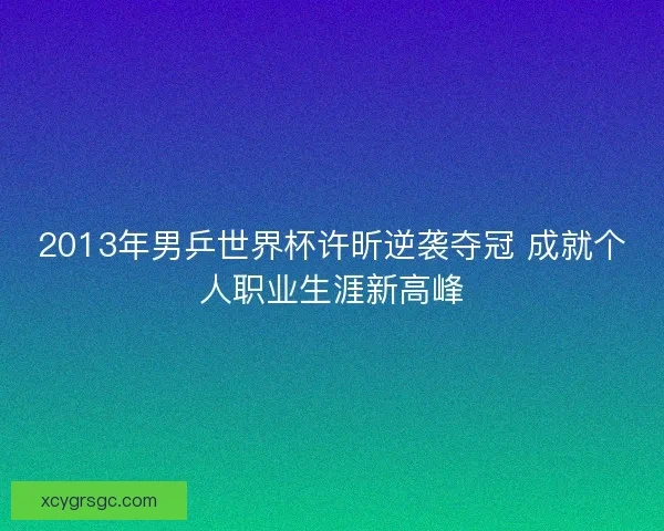 2013年男乒世界杯许昕逆袭夺冠 成就个人职业生涯新高峰 2013年男乒世界杯许昕逆袭夺冠 成就个人职业生涯新高峰