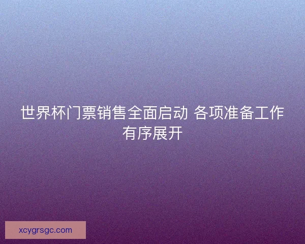 世界杯门票销售全面启动 各项准备工作有序展开 世界杯门票销售全面启动 各项准备工作有序展开
