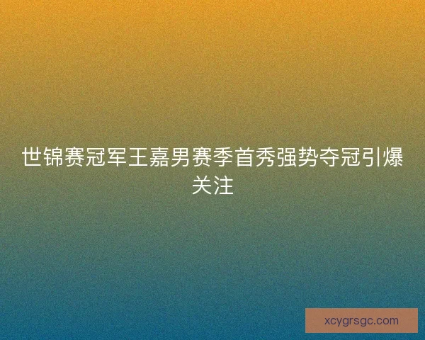 世锦赛冠军王嘉男赛季首秀强势夺冠引爆关注